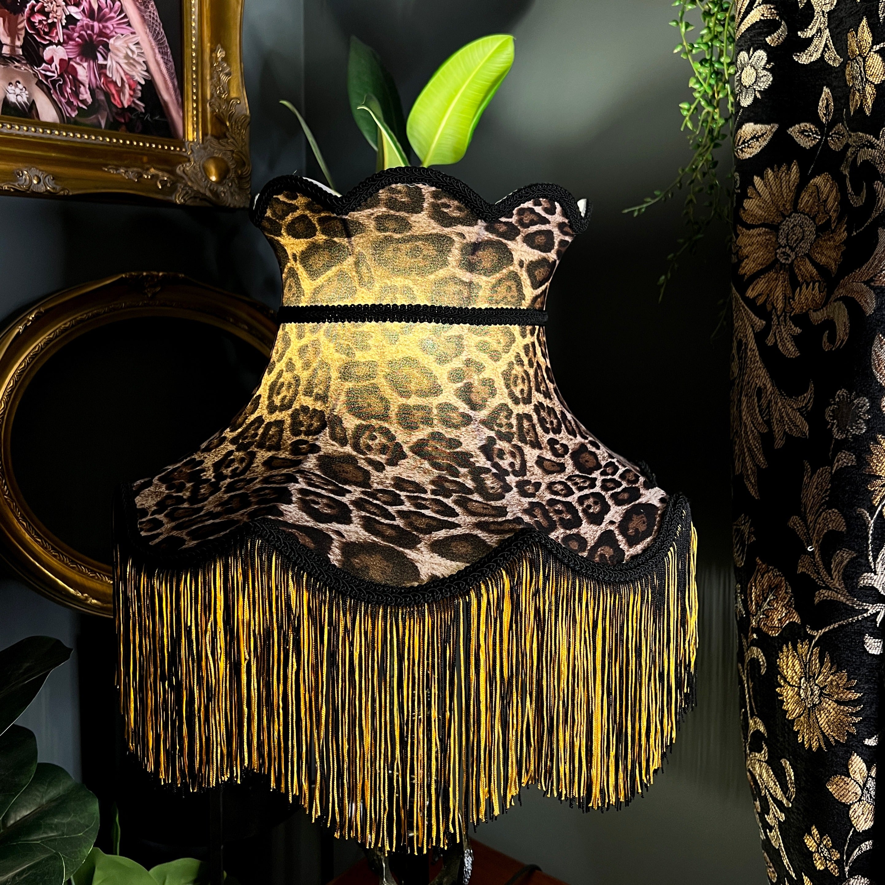 Velvet Lampshade in Vintage Savanna and Sandy Leopard Print 